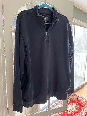 L.L. Bean Men’s Dark Navy Quarter-Zip Cotton Pullover Size:L